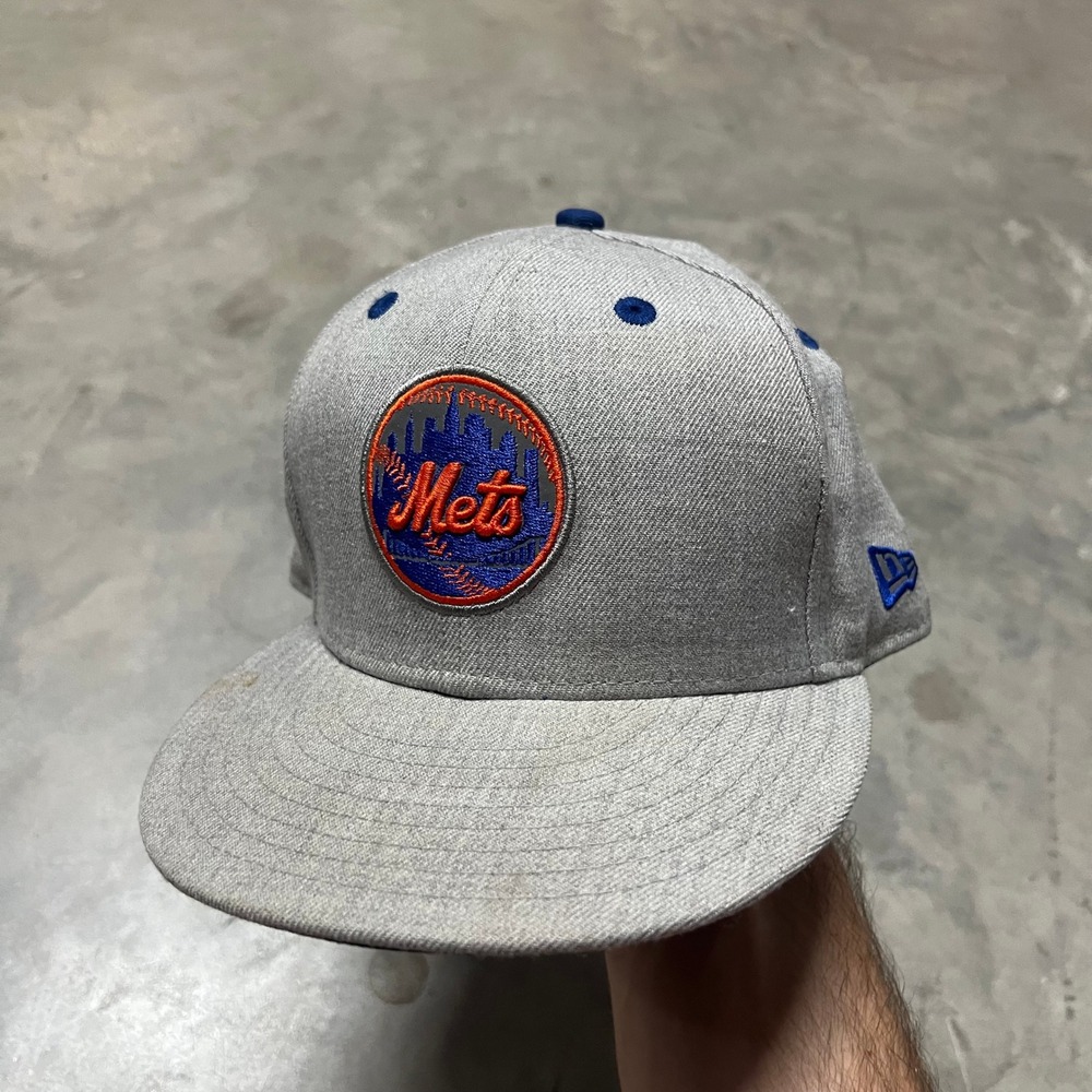 New Era 59FIFTY New York Mets Fitted Hat Grey Heather Blue 7 3/8 MLB Cap